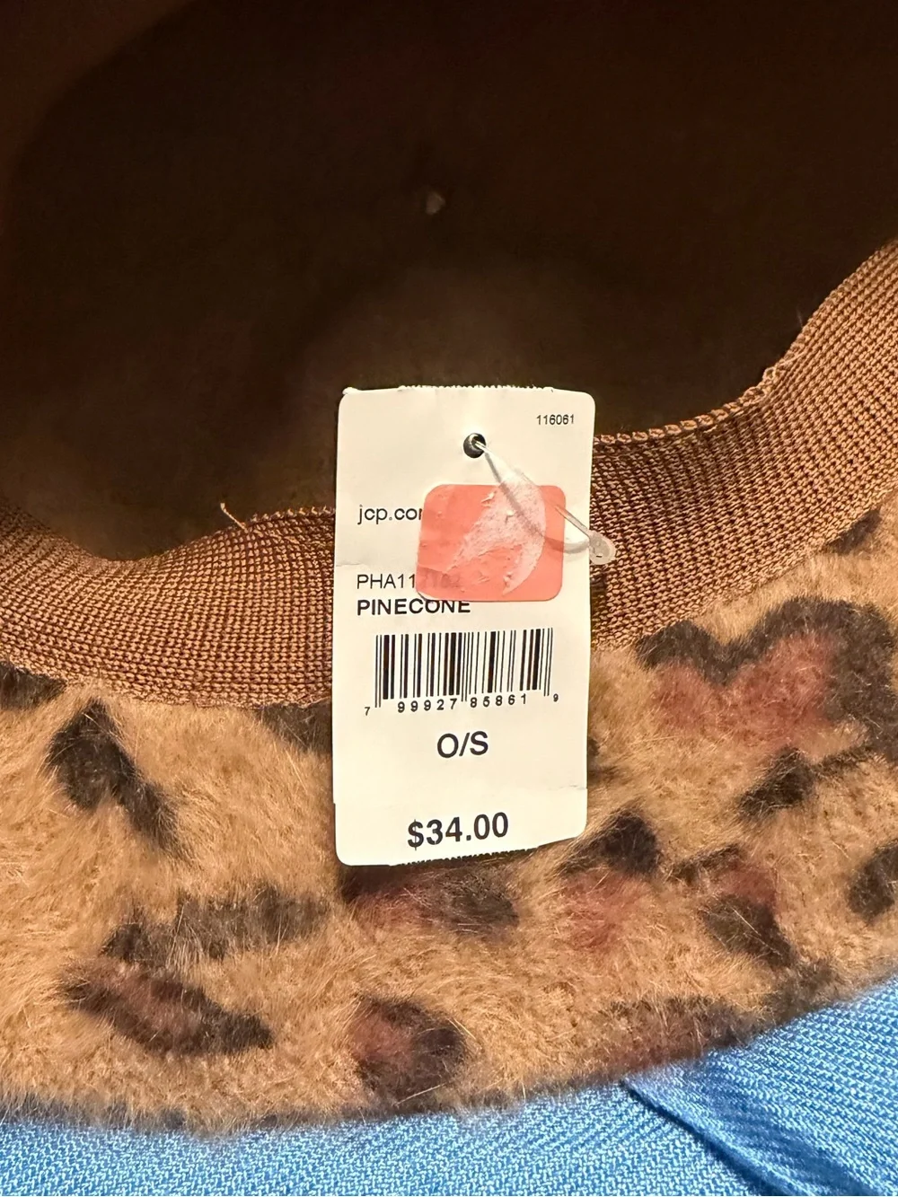 Faux Fur Leopard Print Bucket Hat - Rust & Black angora
